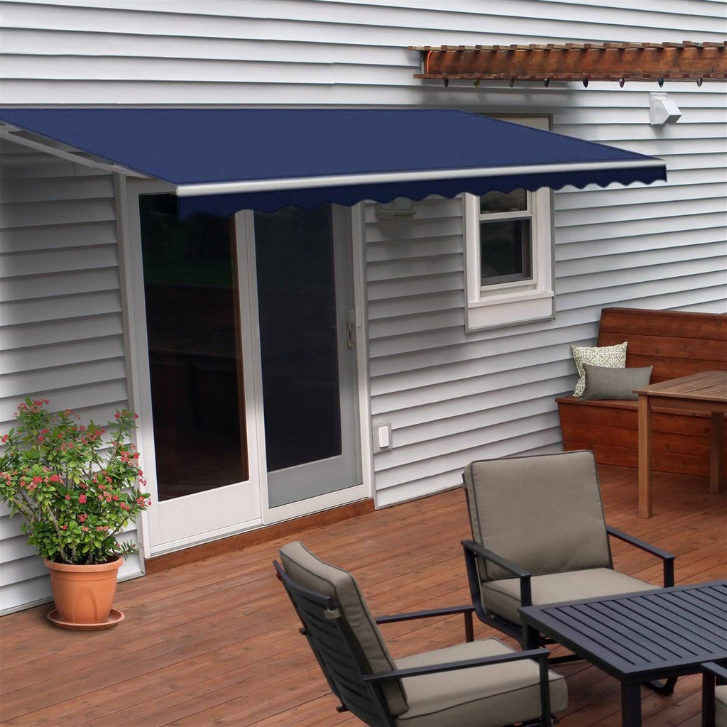 Retractable Motorized Patio Awning Blue 13 x 10 Feet Y17334