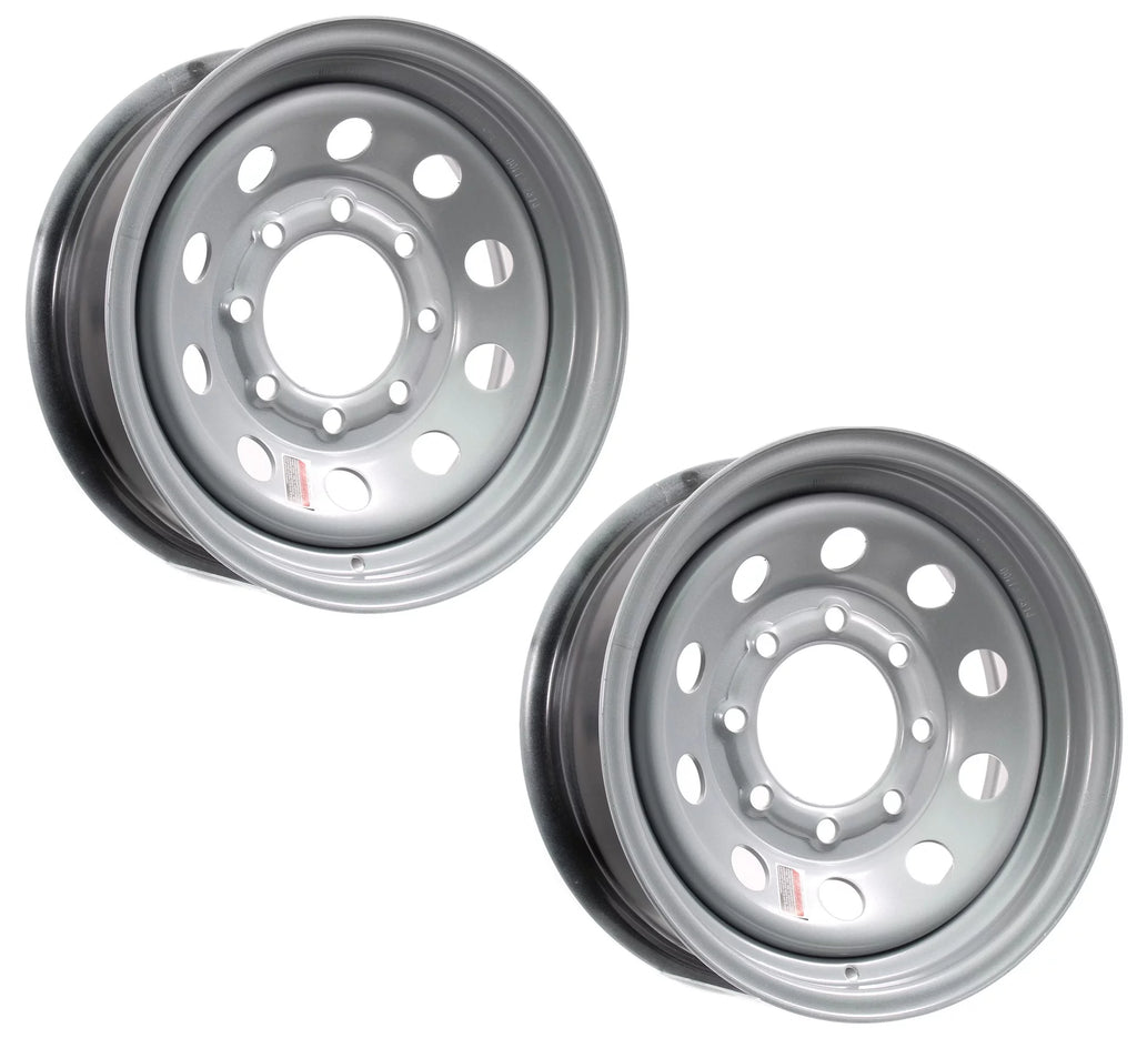 2-Pk 16x6 8 Hole 6.5 Silver Trailer Rim Wheels Y394995