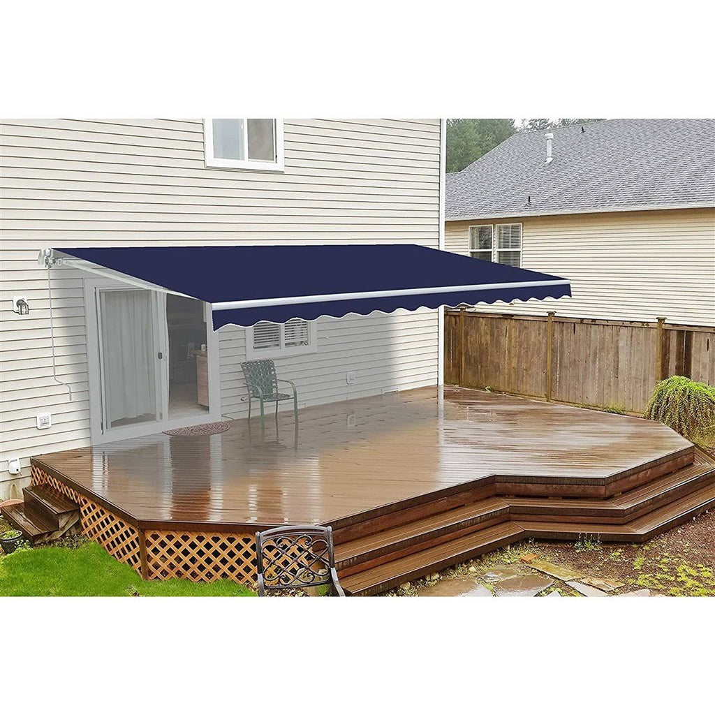 Retractable Motorized Patio Awning Blue 13 x 10 Feet Y17334