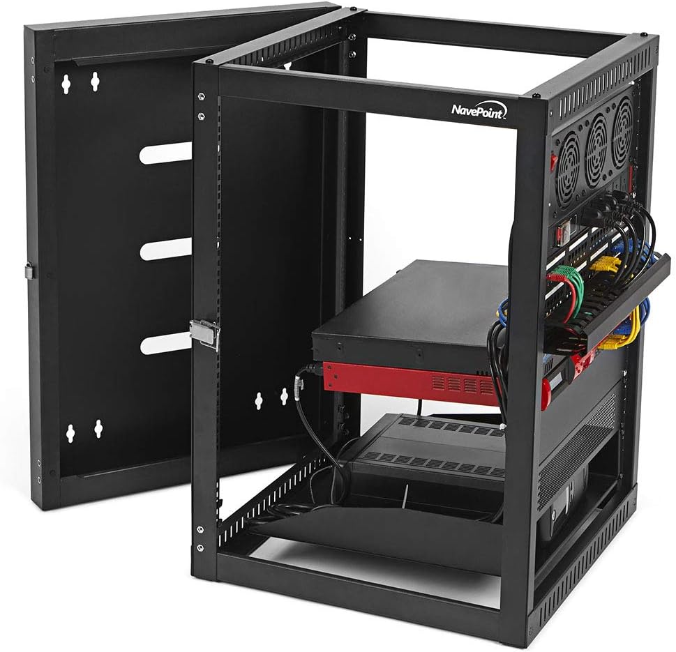 9U Hinged Open Frame Wall-Mount Network Rack, 4-Post 24 Inch Depth P178