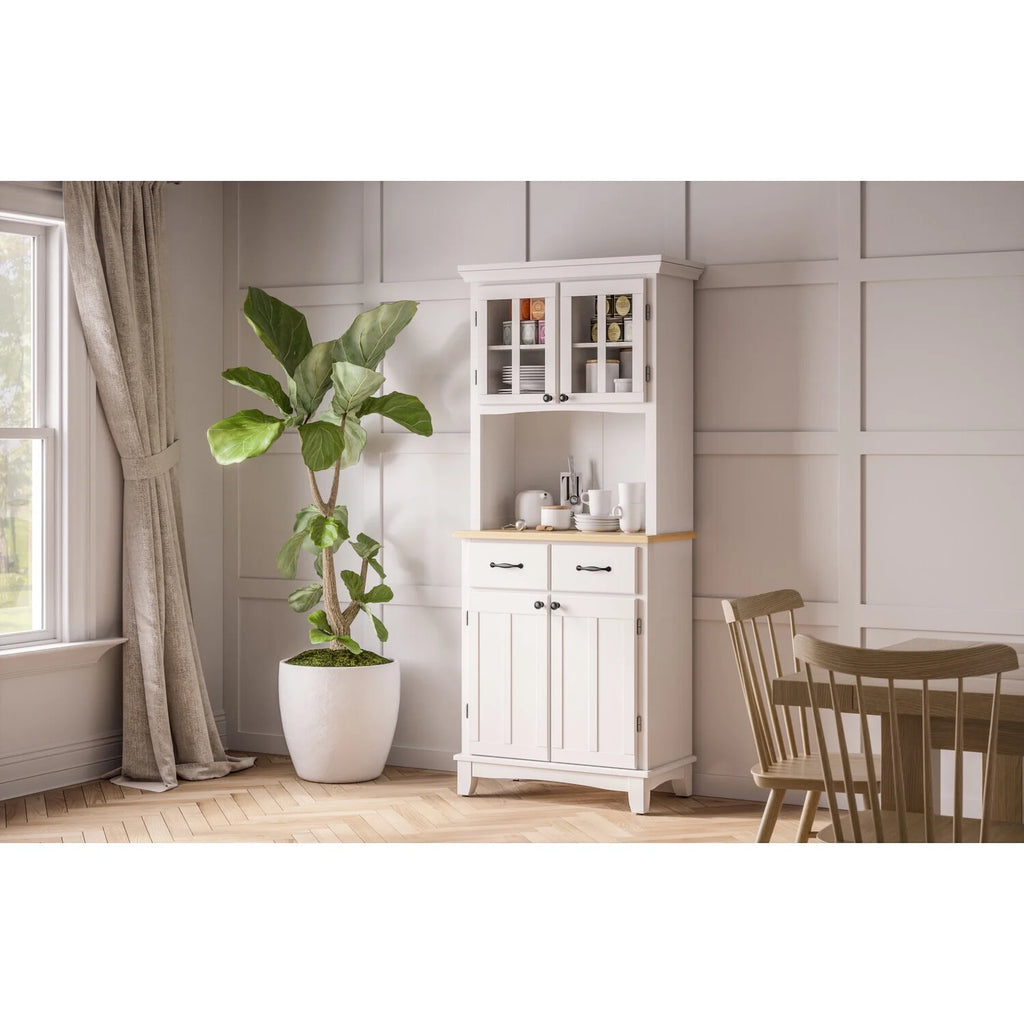 Off White Wood Buffet With Hutch S195