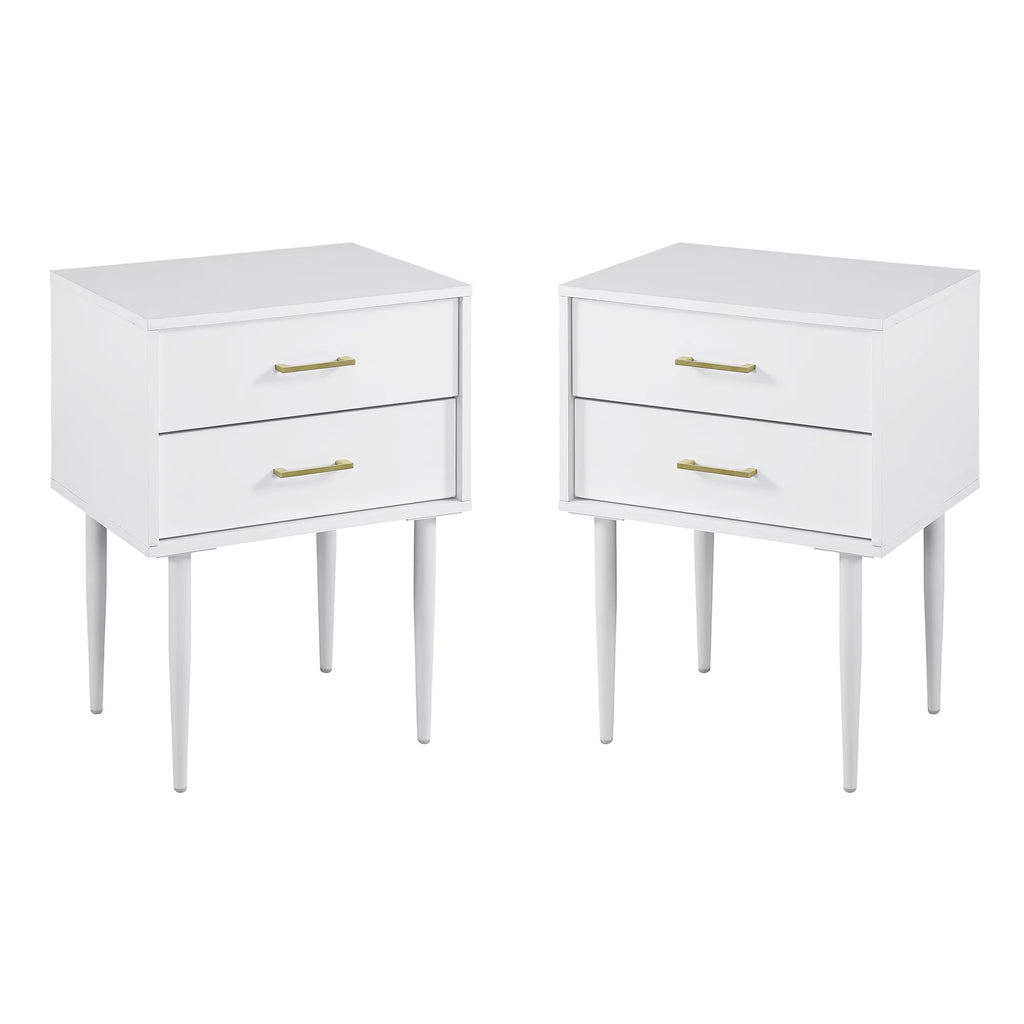 White 2 Drawer Side Table Set of 2 F428