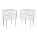 White 2 Drawer Side Table Set of 2 F428