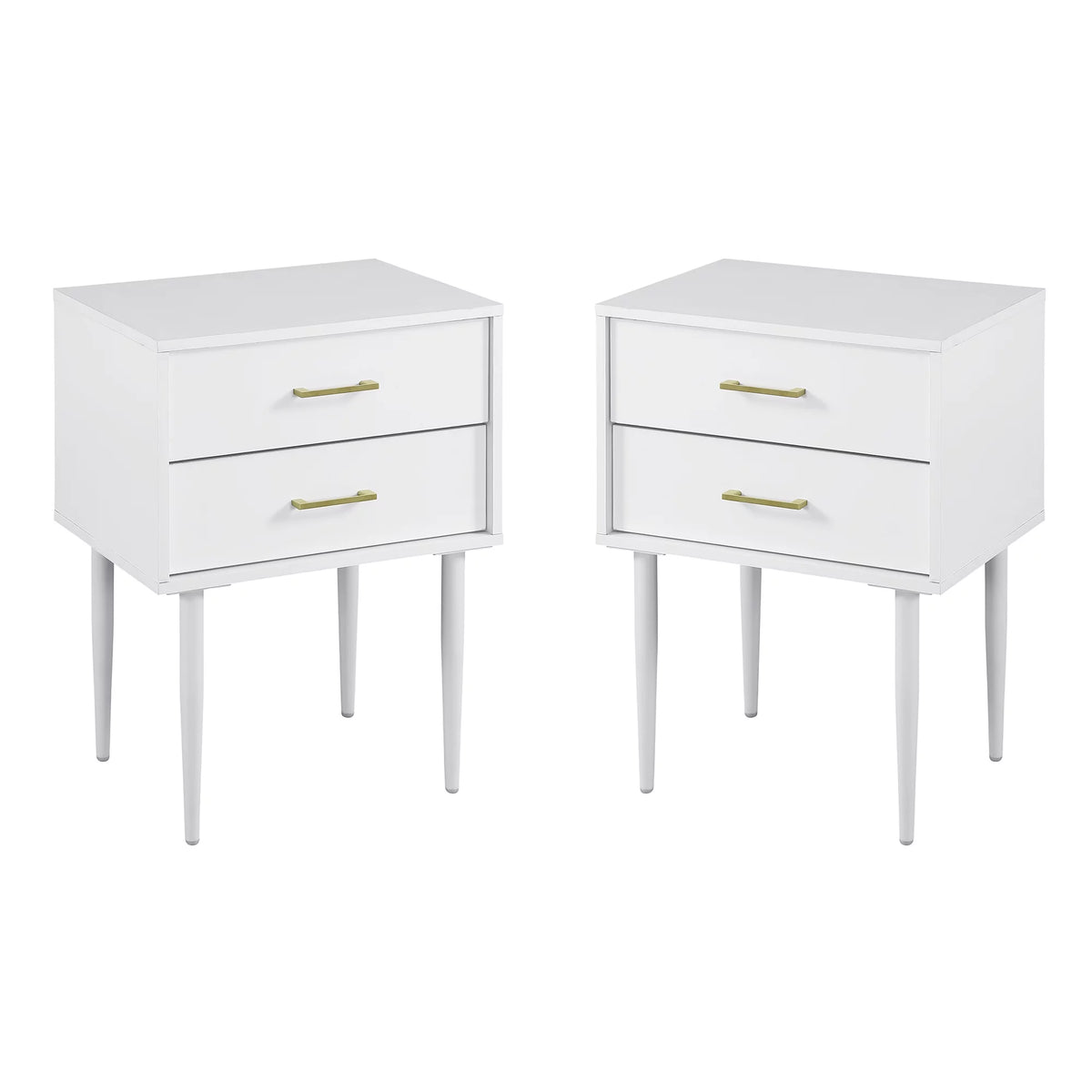 White 2 Drawer Side Table Set of 2 F428
