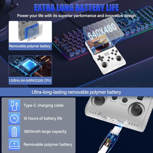 White Handheld Game Console 3.5-Inch IPS Screen 30000 Games 256G TF Card N903