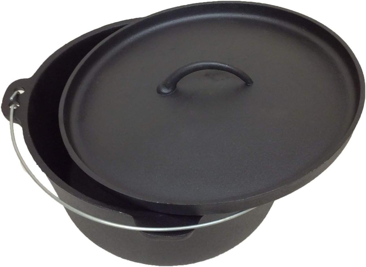 Pre-seasoned 16 Quart Cast Iron Dutch Oven with 3 legs and Lip Lid U4829