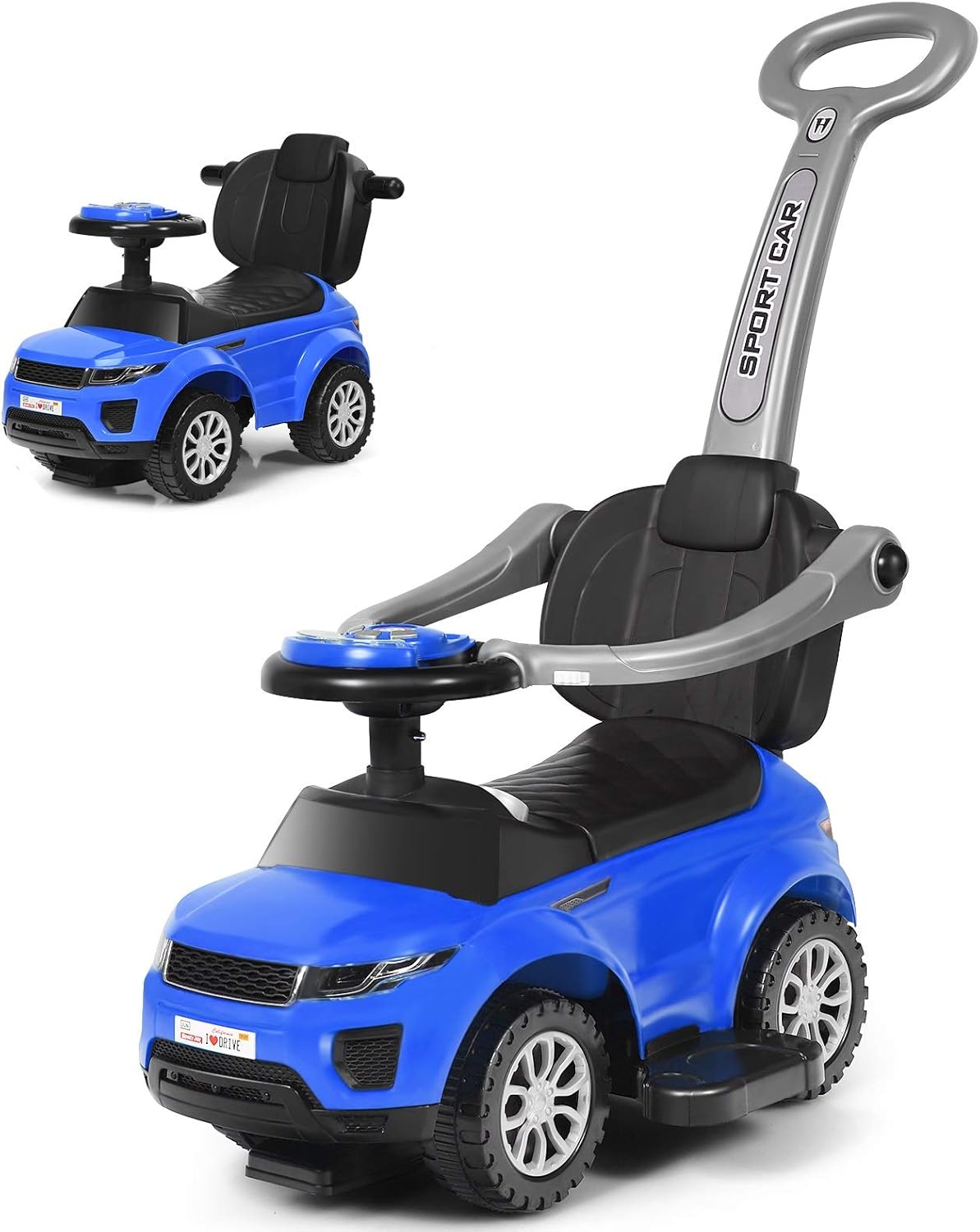 3 in 1 Ride on Push Car with Horn Music Light Pink Y58015