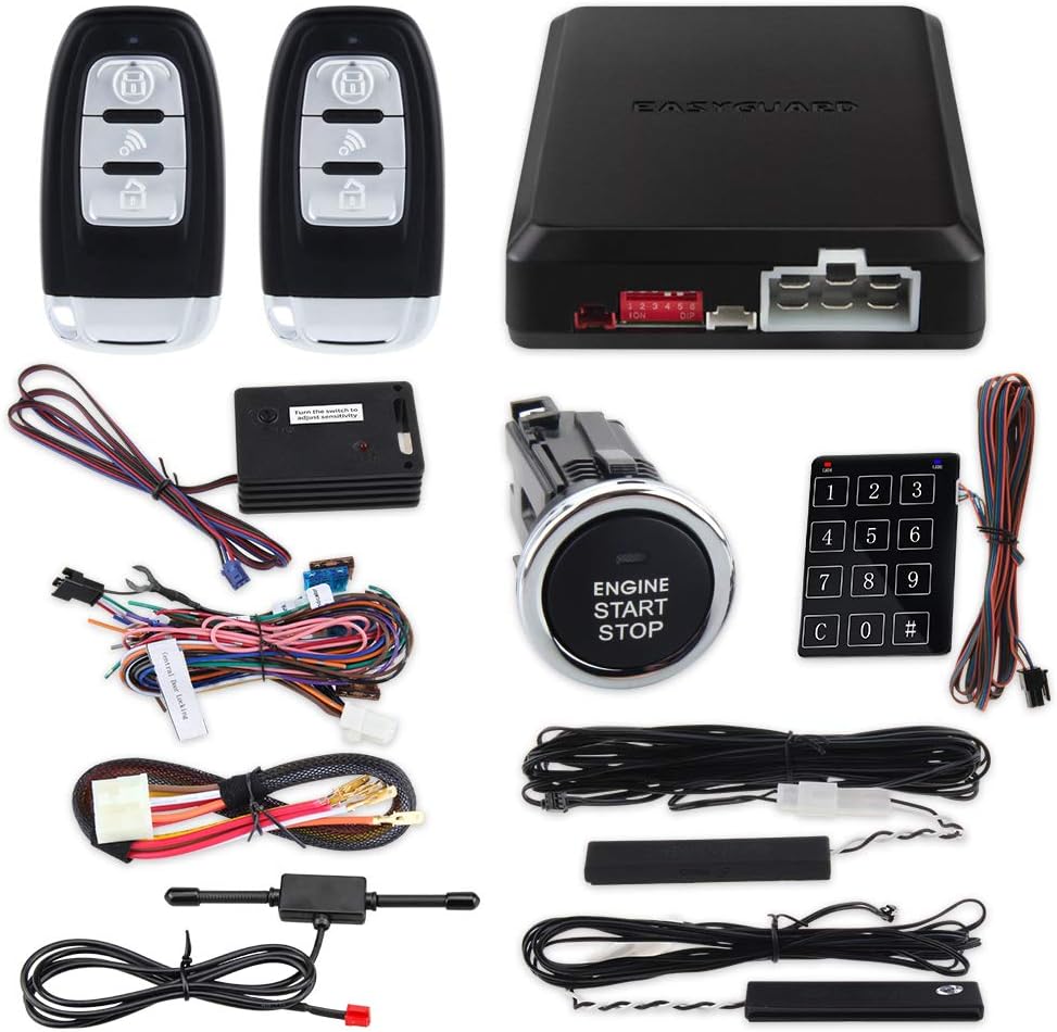 Rolling Code Car Alarm System with Passive Keyless Entry Push Start Stop Button P32339