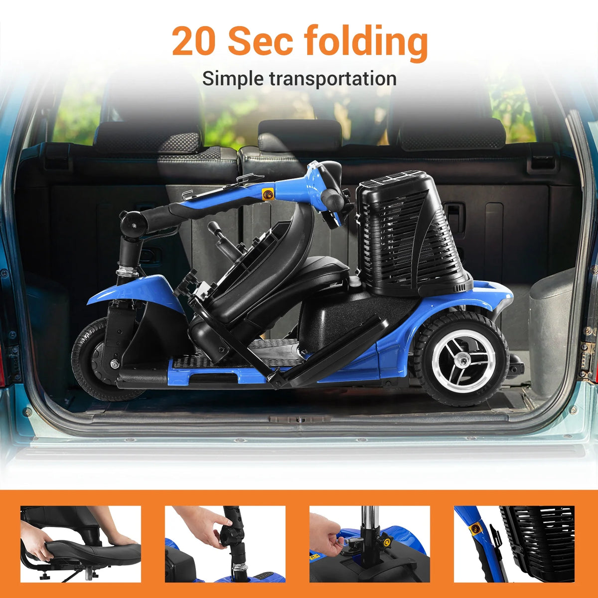 4 Wheels Portable Folding Power Mobility Scooter W5359
