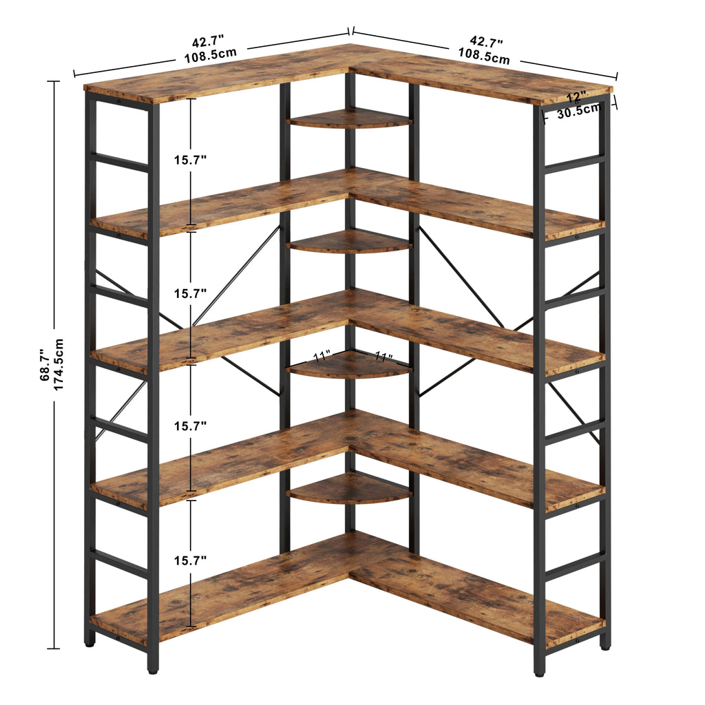 5-Tier Corner Bookcase with Metal Frame Y123