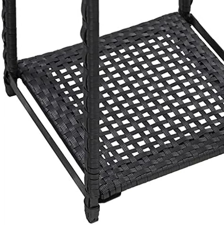 Black Standing Bookshelves Display Rack 11.8"x11.8"x35.4" Poly Rattan S3697