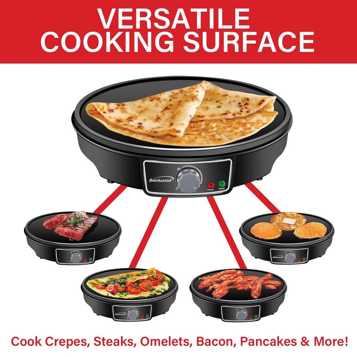 12-In. 1,000-Watt Electric NonStick Crepe Pancake Maker and Griddle H3830