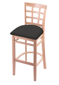 30x22 Bar Stool with Natural Finish and Canter Iron Seat Q624