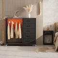 White 5 Drawer Dresser with Clothes Rack M236