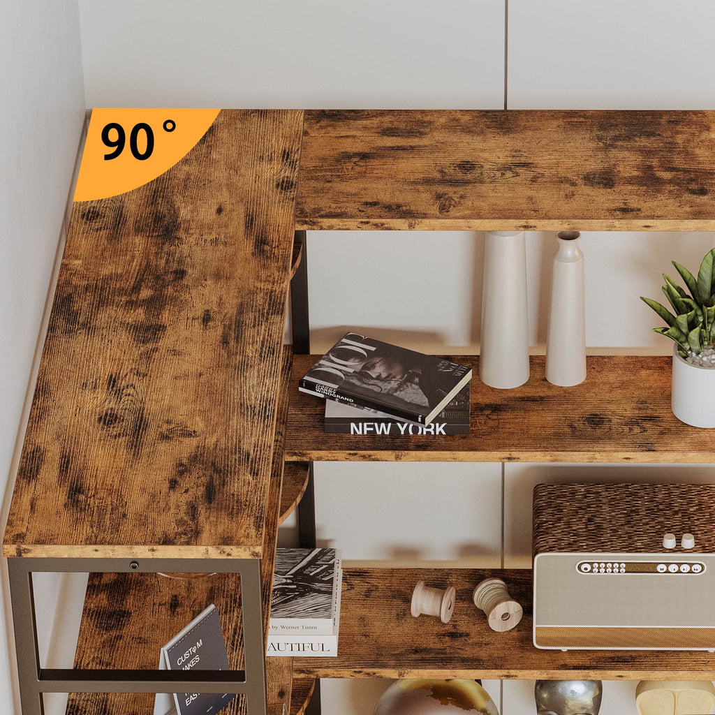 5-Tier Corner Bookcase with Metal Frame Y123