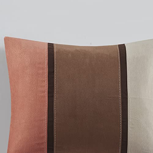 Brown 7 Piece Queen Faux Suede Comforter Set Y89107