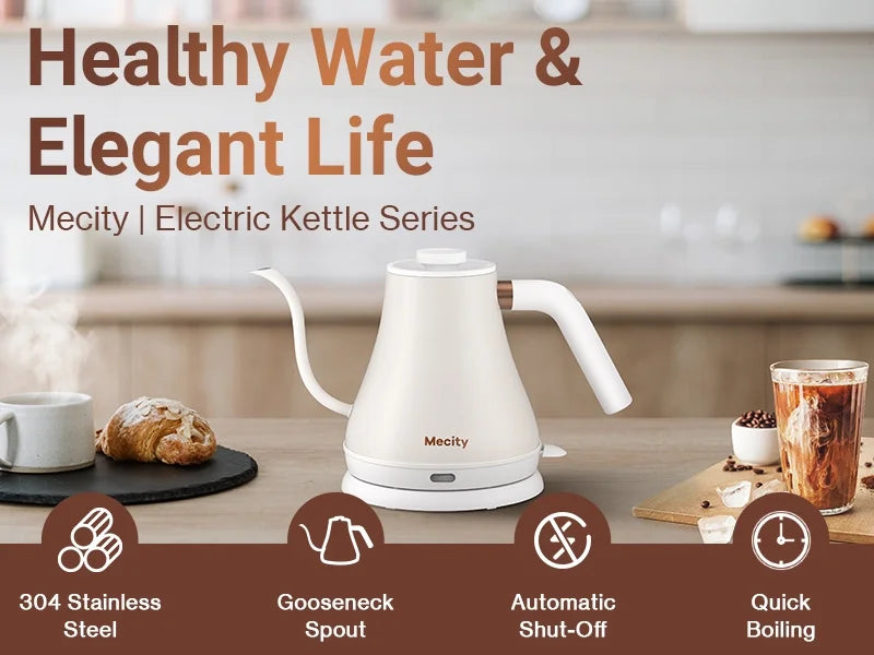 Gooseneck Stainless Steel Electric Kettle 0.8 L 1000W White K98105