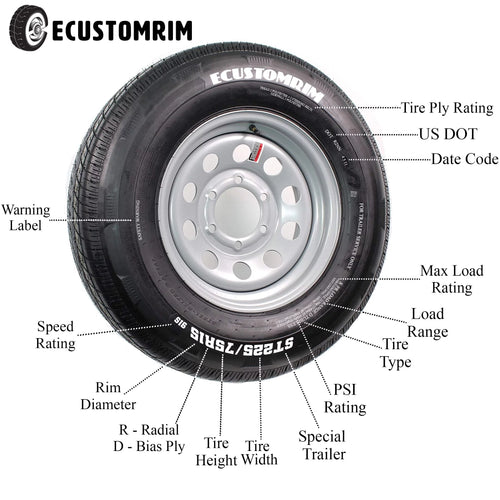 2-Pk 16x6 8 Hole 6.5 Silver Trailer Rim Wheels Y394995
