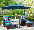 5 Pieces Wicker Rattan Patio Dining Set with Glass Table and Ottomans G6366