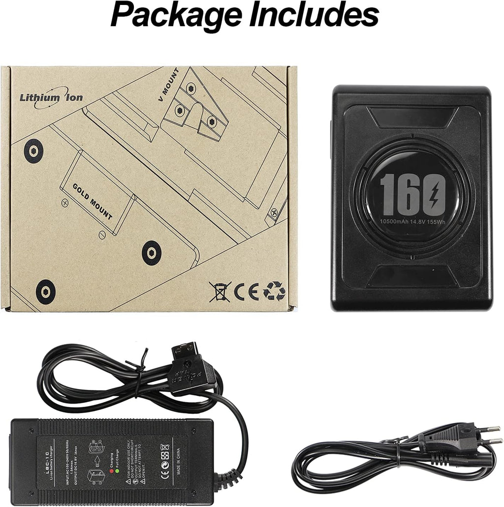 Gold Mount Battery 155Wh 10500mAh 14.8V with D-tap Charger and D-Tap Output Cable H67376