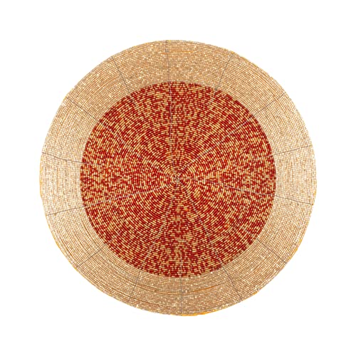 Gold 13 Inch Round Set of 4 Beaded Placemats P187