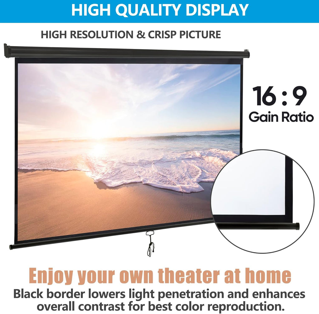 100 Inch 16:9 HD Pull Down Projector Screen N2917