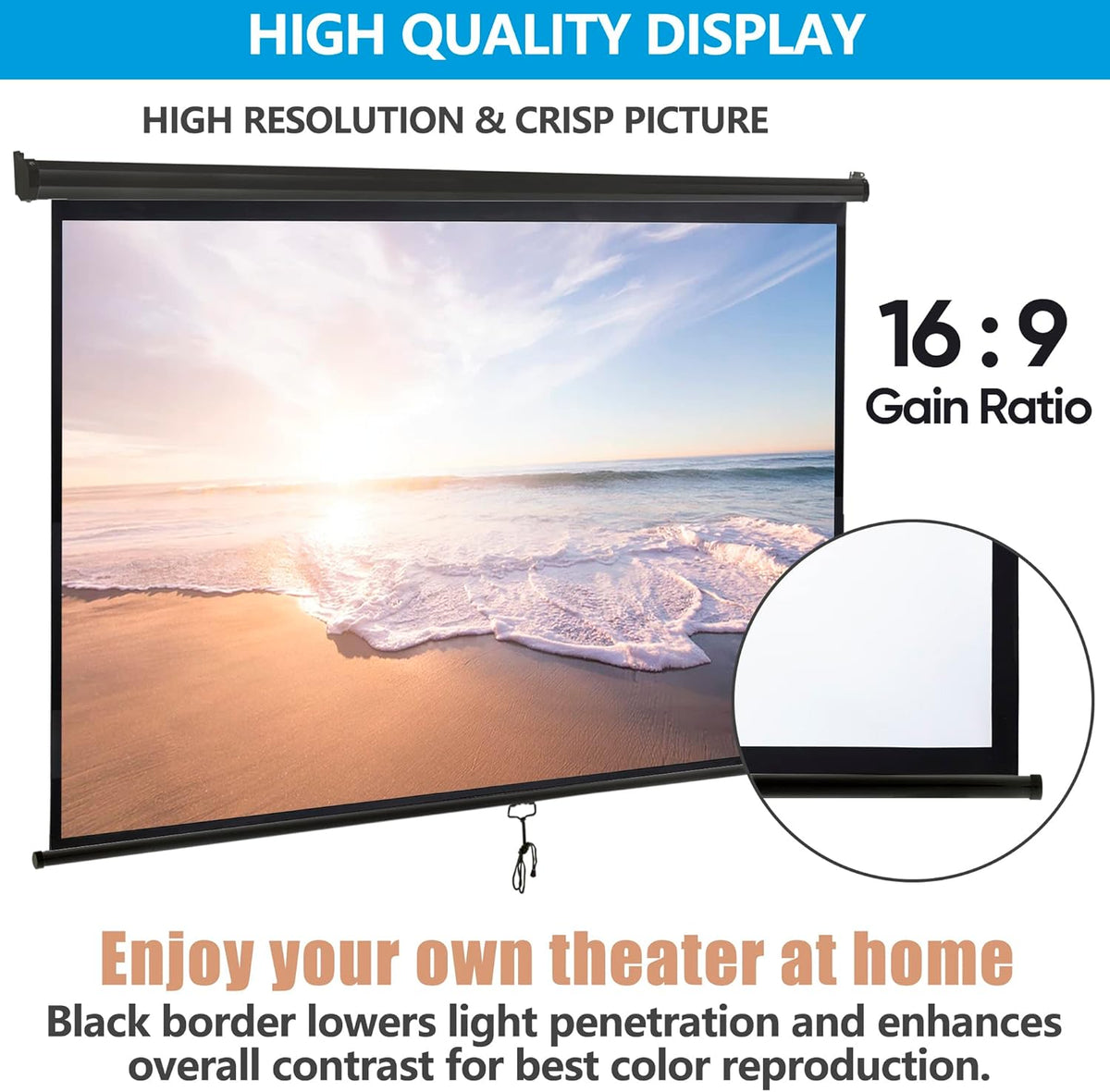 100 Inch 16:9 HD Pull Down Projector Screen N2917