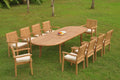 11 Pc Teak Dining Set with 118" Oval Table and 10 Stacking Arm Chairs R8885