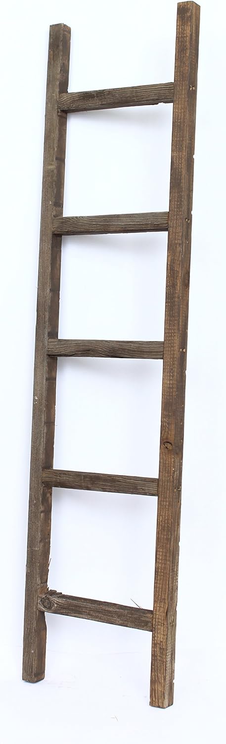 Rustic Farmhouse Decorative 6 ft Ladder Recycled Reclaimed Wood B99208