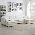 Cream Chenille U Shaped Sectional Sofa with 2 Ottoman V845
