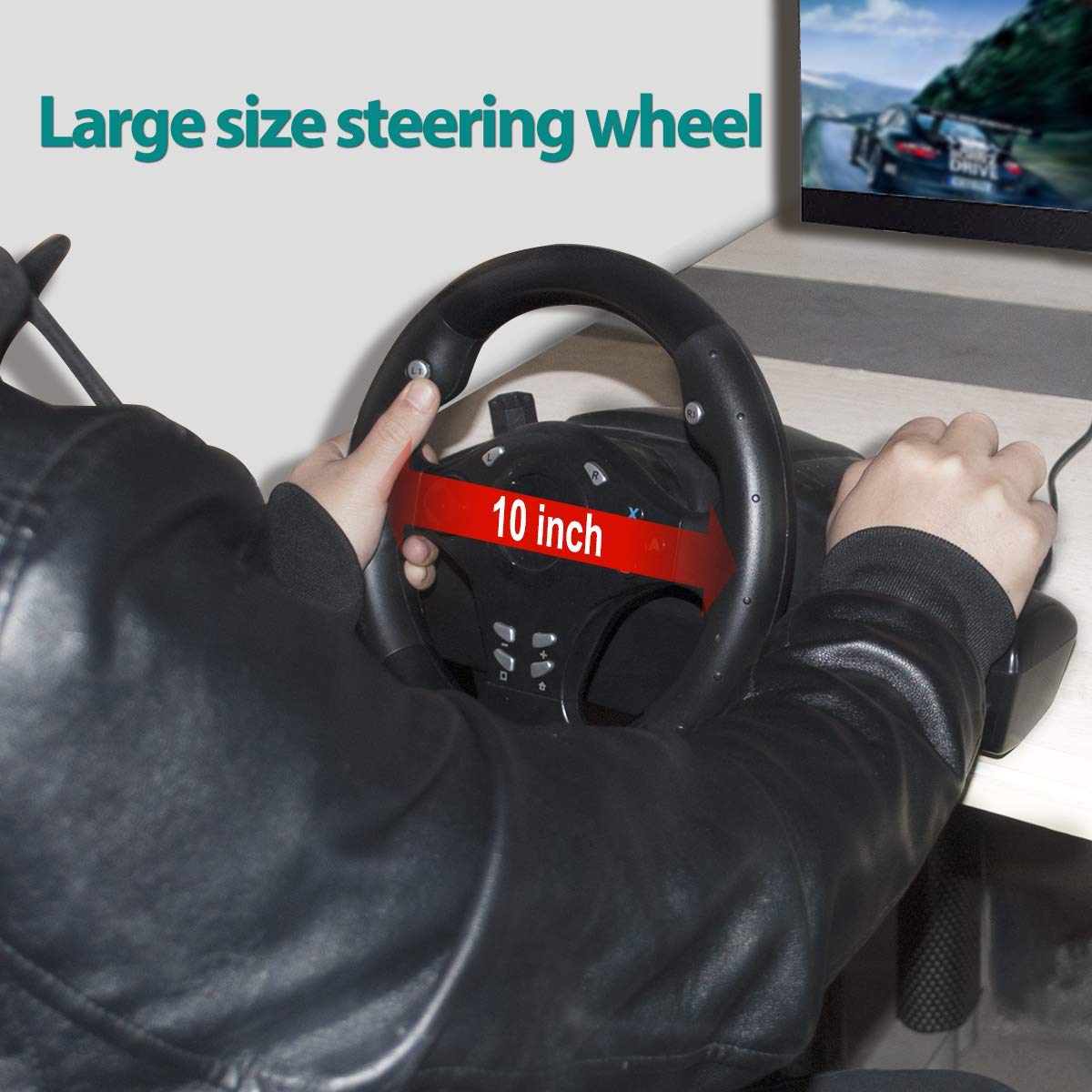 270 Degree Racing Steering Wheel with Pedals J502