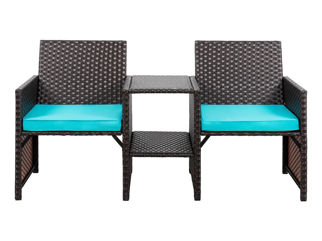 Outdoor Wicker Rattan Loveseat with Cushion Q564