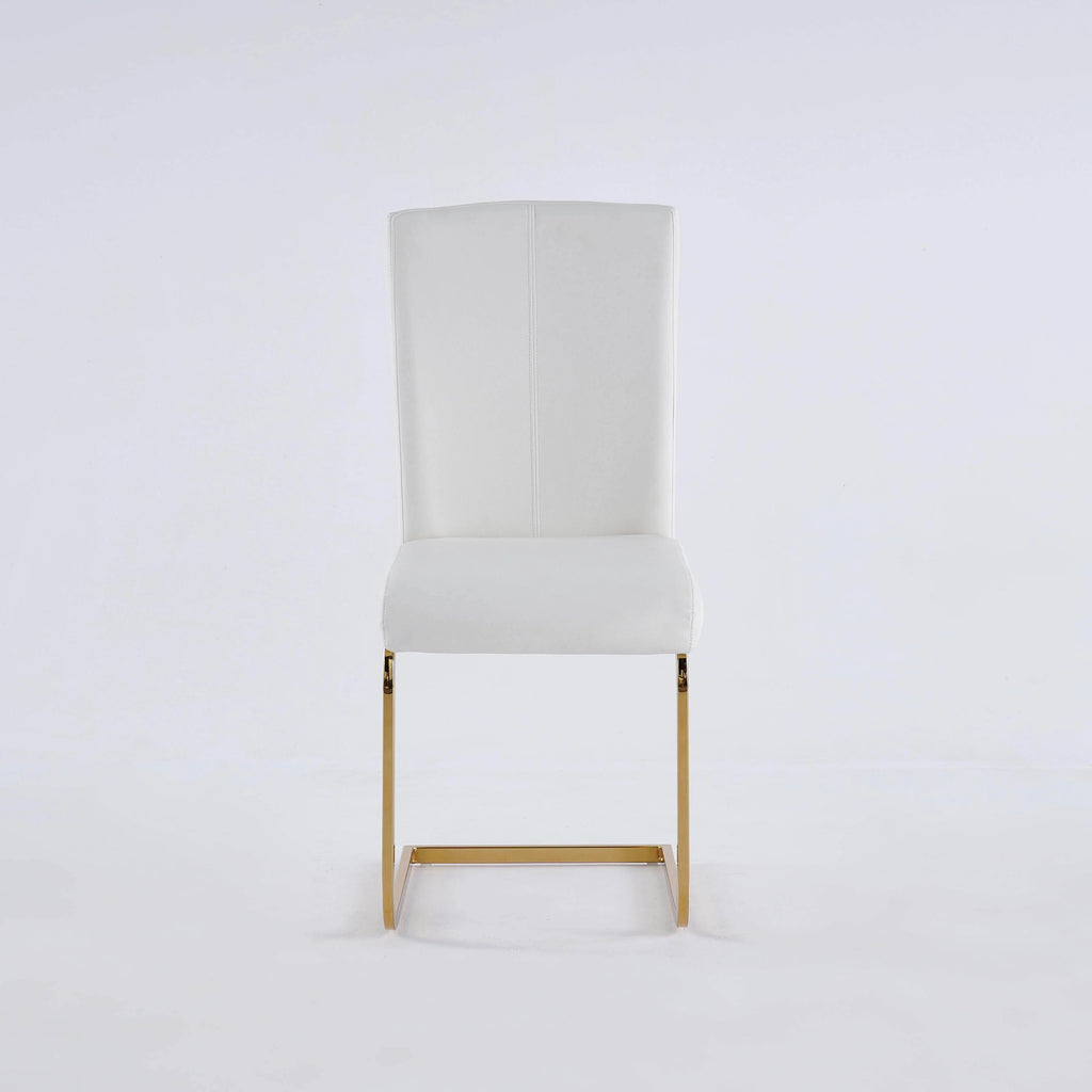 White PU Leather Dining Chairs Set of 2 S79981