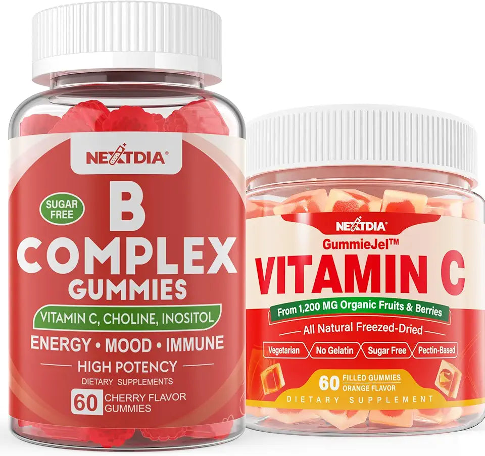 2 Pack Vitamin B Complex Gummies with Methyl B12, Methyl Folate + Vitamin C Gummies C501444