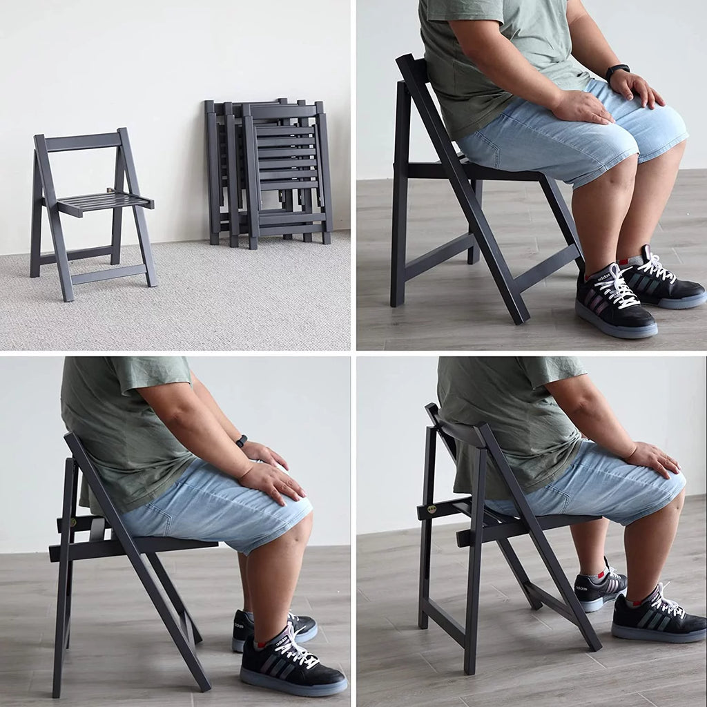 Folding Dining Chair 2 Pack Grey Wooden O572944