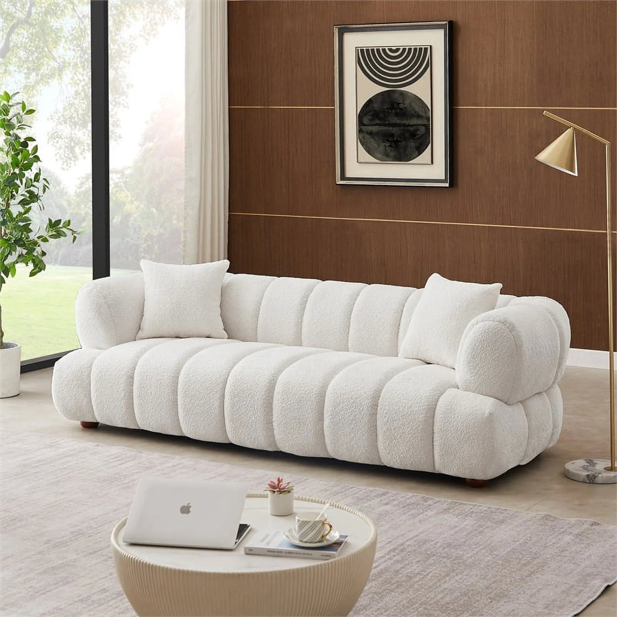 Cream Boucle Fabric Couch K721145