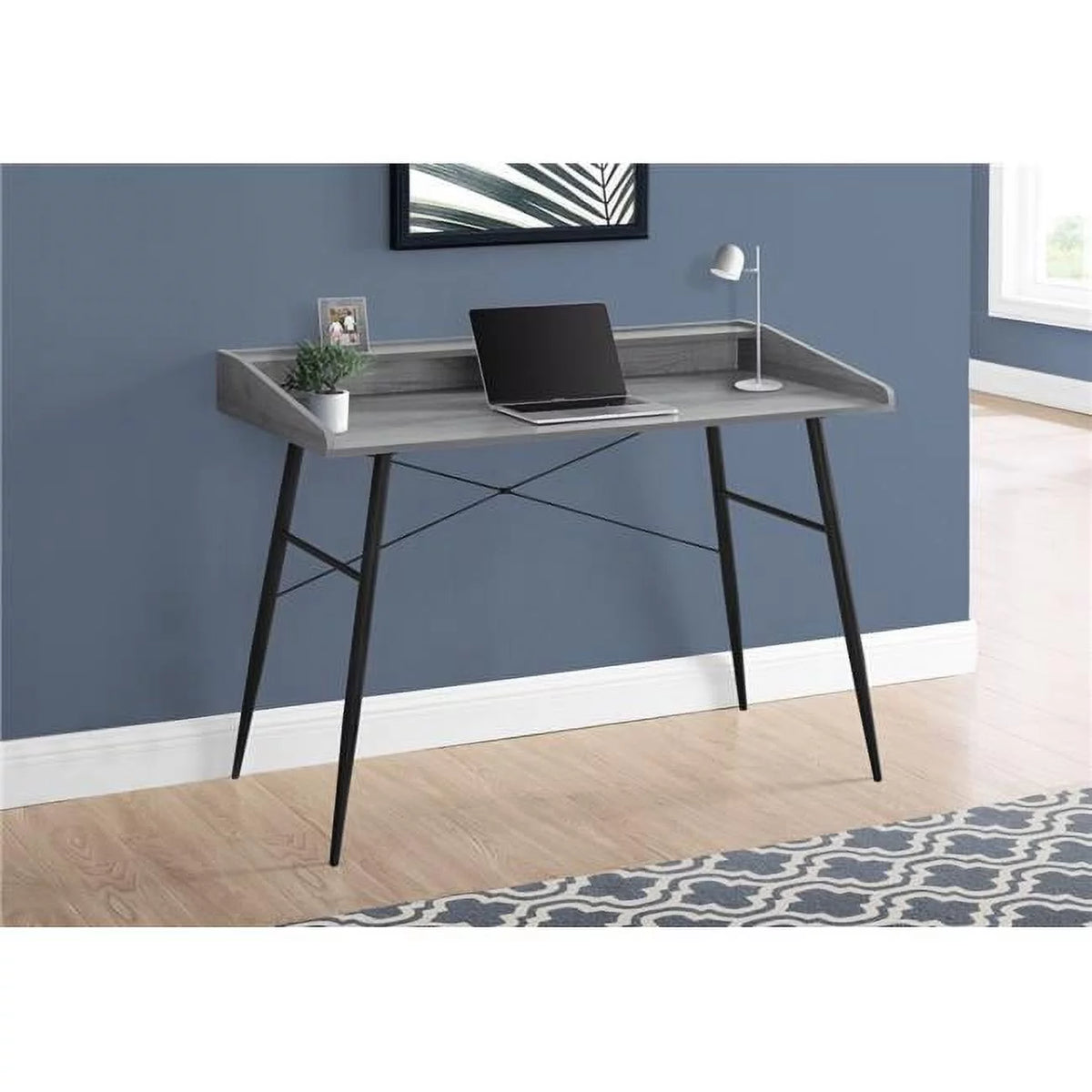 48 in. Grey Black Metal Computer Desk Y87813
