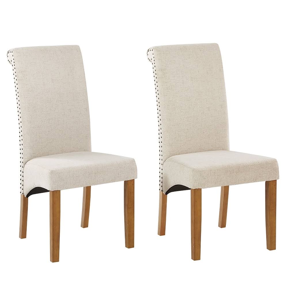 Fabric Padded Side Chair with Solid Wood Legs Set of 2 E846