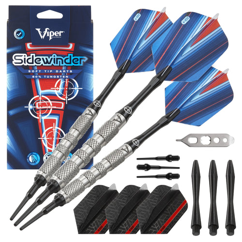 18 Grams Knurled Barrel Soft Tip Darts and Black Dart Case L15101