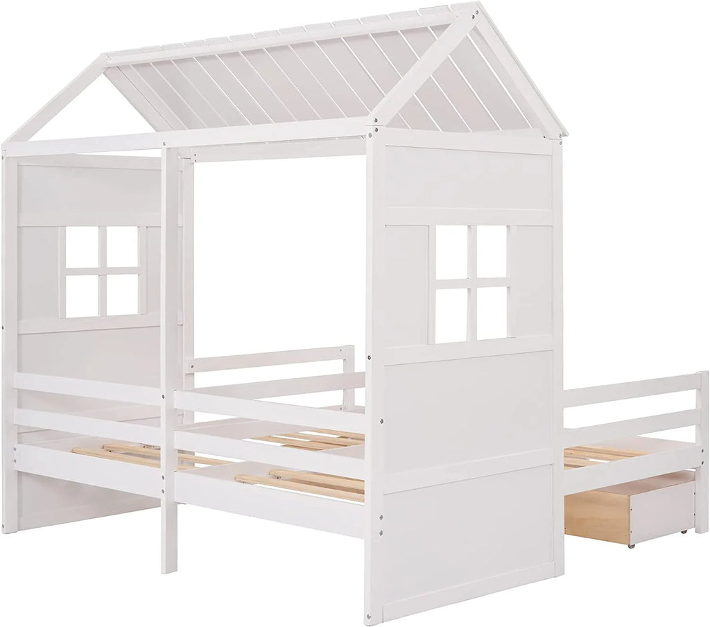 Double Bed Frames with Storage and Rails E2269