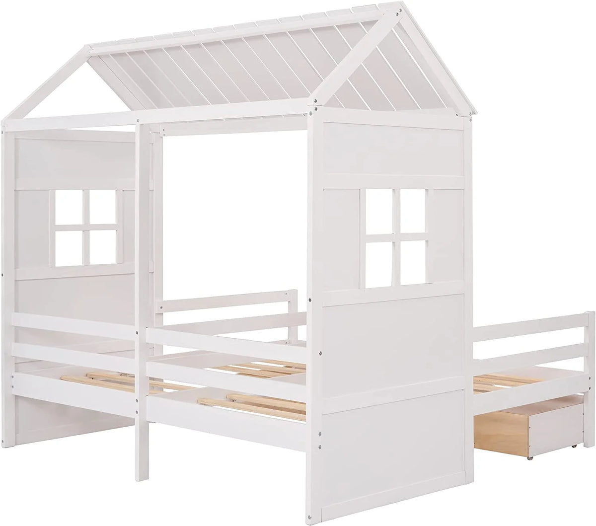 Double Bed Frames with Storage and Rails E2269