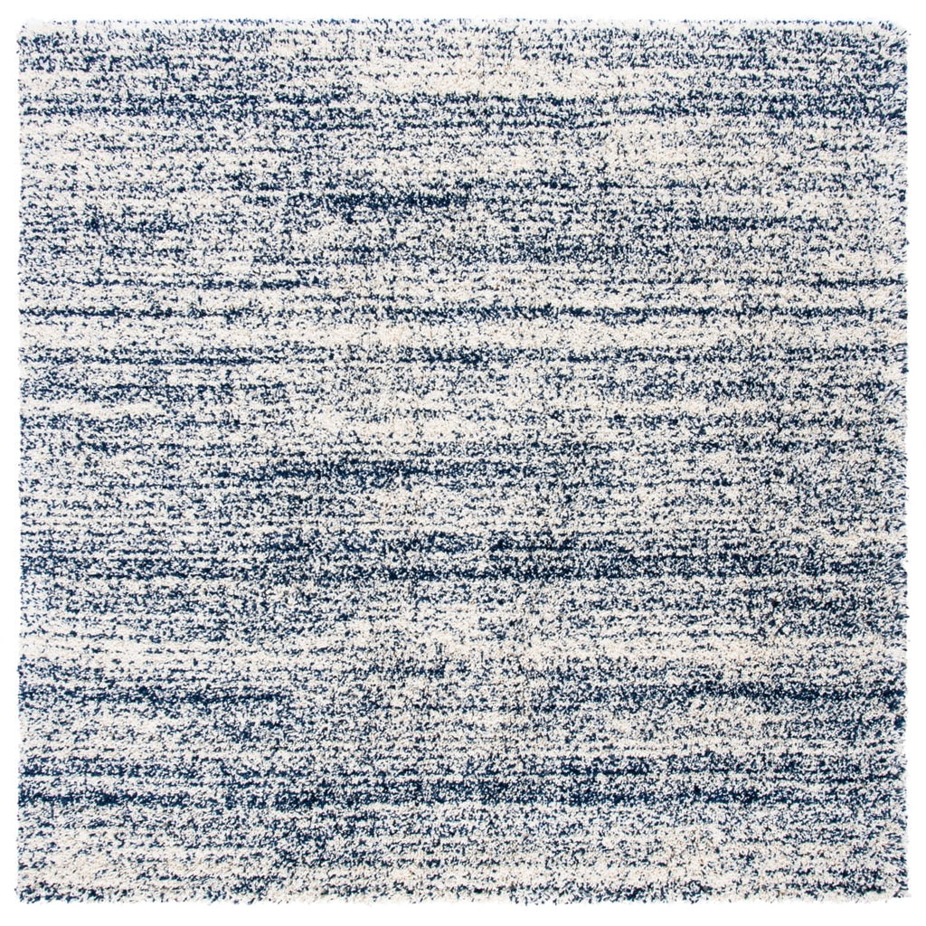 Ivory/Navy Striped Shag Area Rug Y1103
