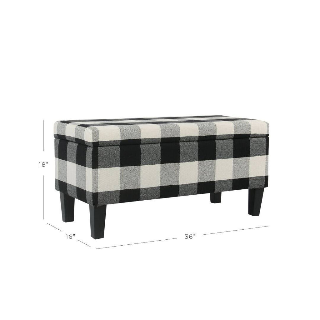 Black Plaid Decorative Storage Bench S936929