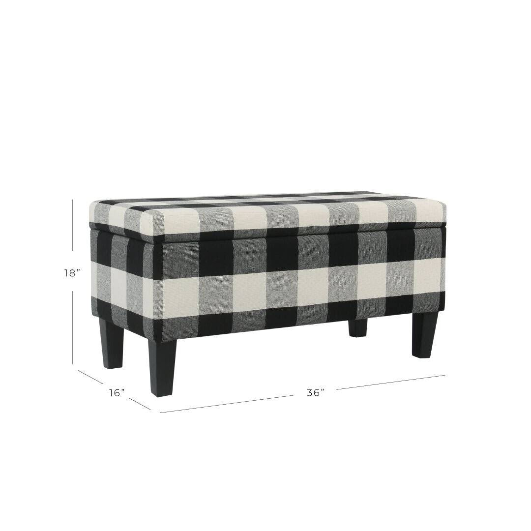 Black Plaid Decorative Storage Bench S936929