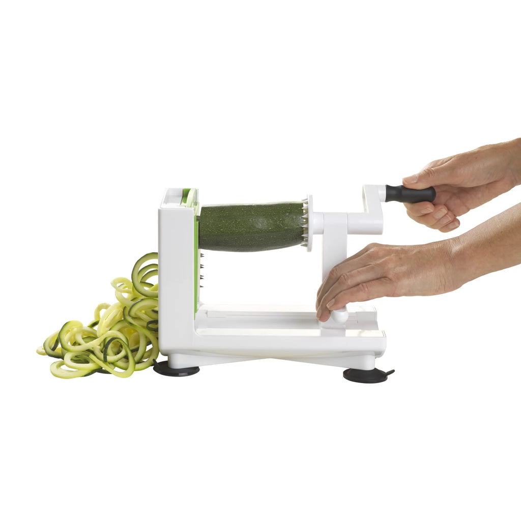 White Counter Top Veggie Spiralizer with Interchangeable Blades B63060