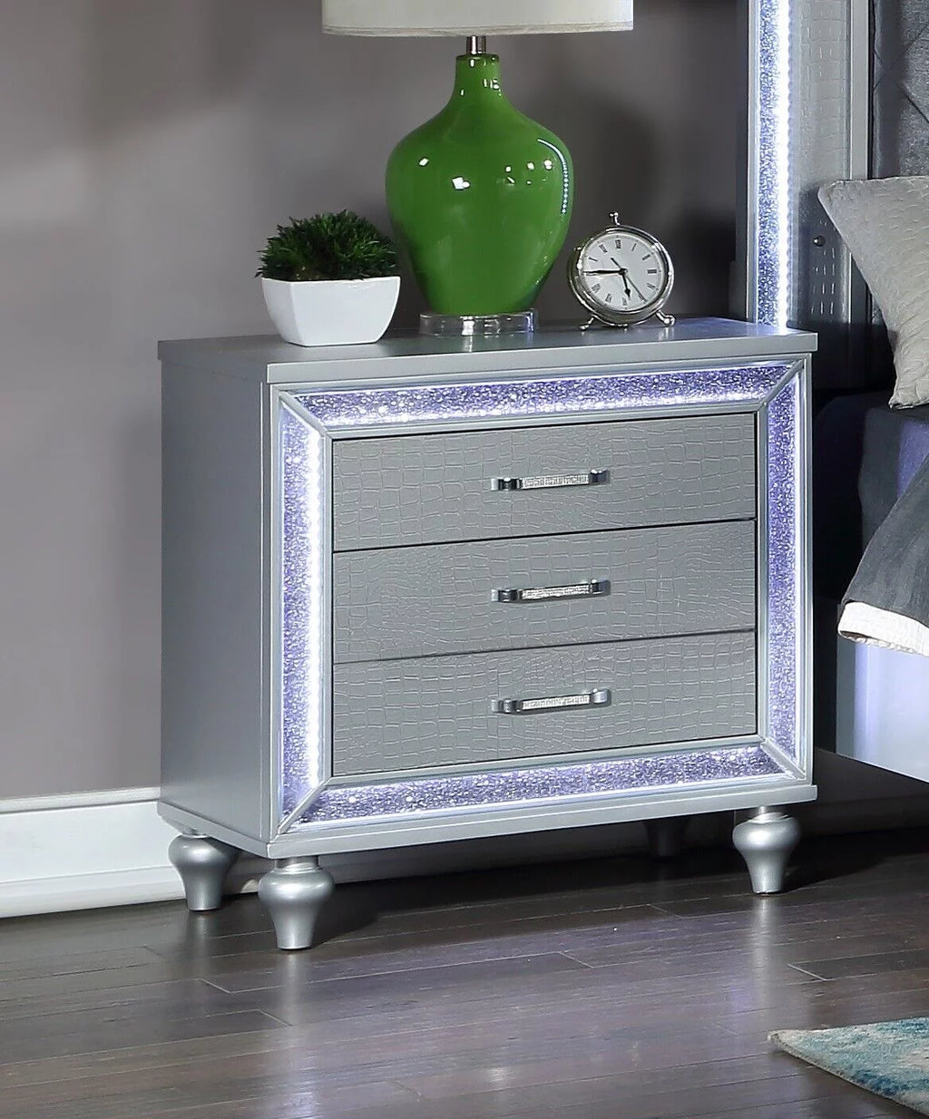 King Size Upholstered Bed Dresser Mirror Nightstand 5pc Set J545954