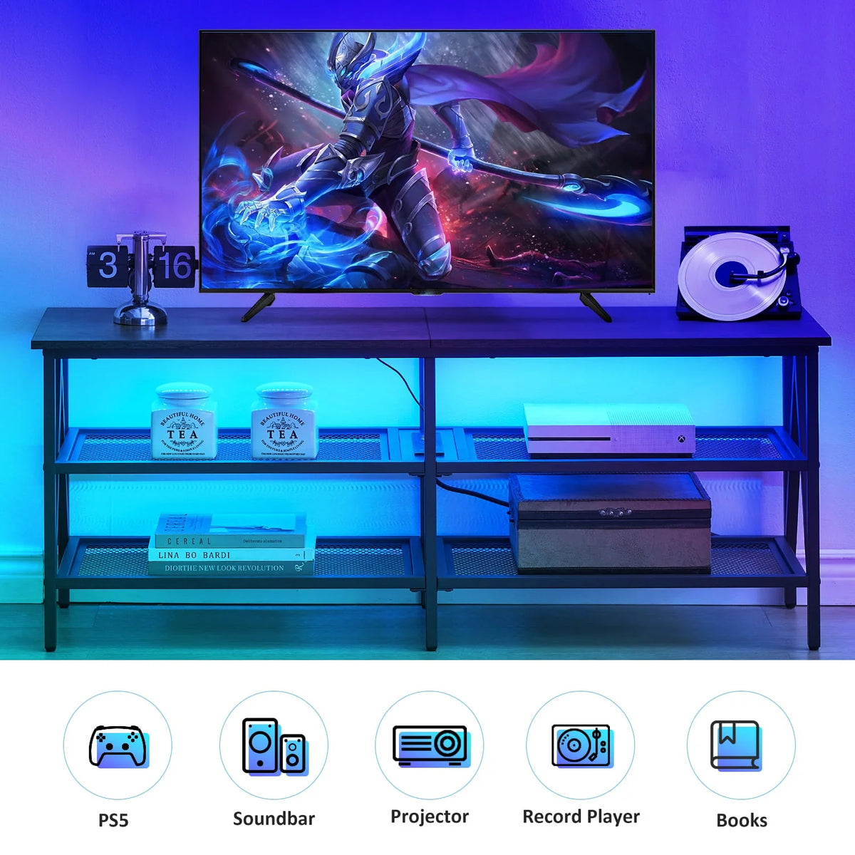 55 inch TV Stand with LED Lights U4369