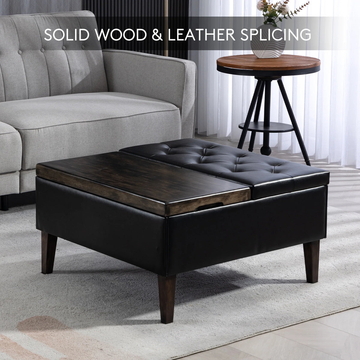 Black Square Storage Ottoman K5768