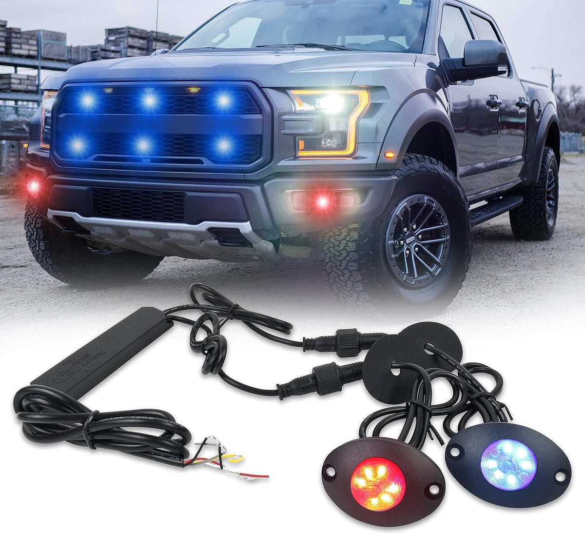 Emergency Strobe Lights Flashing Signal Light Bulb for Grille Headlight Taillight Surface Mount (All White) B673506