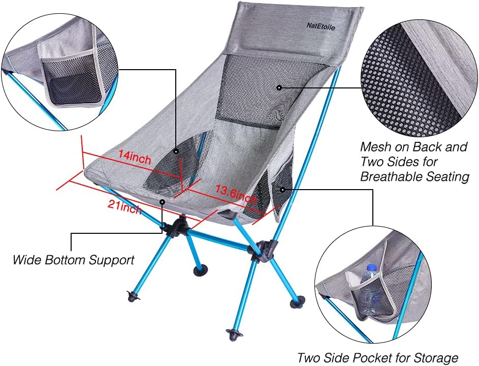 Compact Camping Chair with High Back and Side Pockets I521
